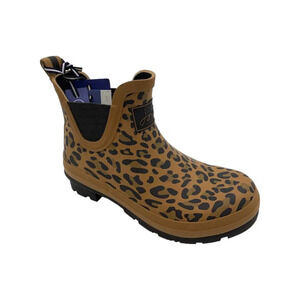Joules Waterproof Ankle Rain Boots Wellibob Tan Leopard - Medium